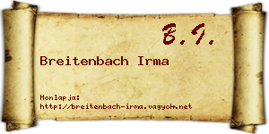Breitenbach Irma névjegykártya